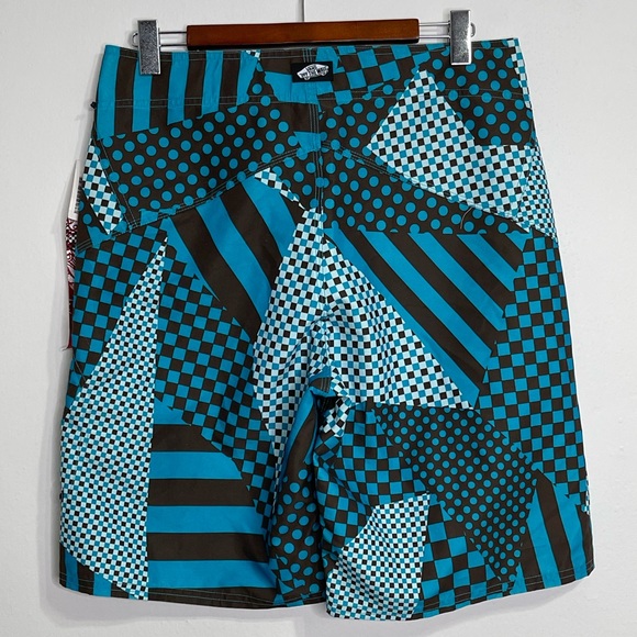 Vans Multi Check Board Shorts Swim Skate Surf Trunks Blue Sz 30 NWT - Picture 2 of 9